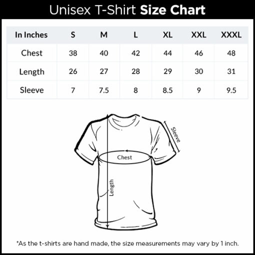 unisex shirt size chart